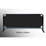 2m x 0.93m - Black Round Tube Cafe Wind Barrier with Plain PVC Panel